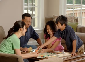 Family playing a game