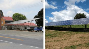 Pictured is a Carport and Ground Mounted Solar Panel System