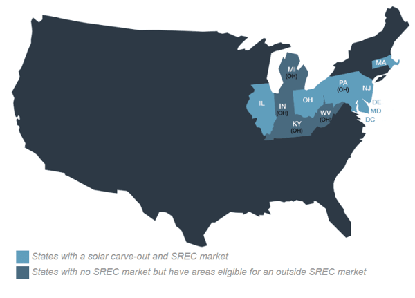Map of SREC Market by State