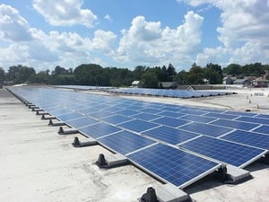 ballast mounted solar panels on flat commercial roof