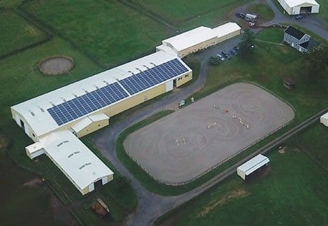 Solar panels on barn at Woodvale Farms in Frederick, Maryland