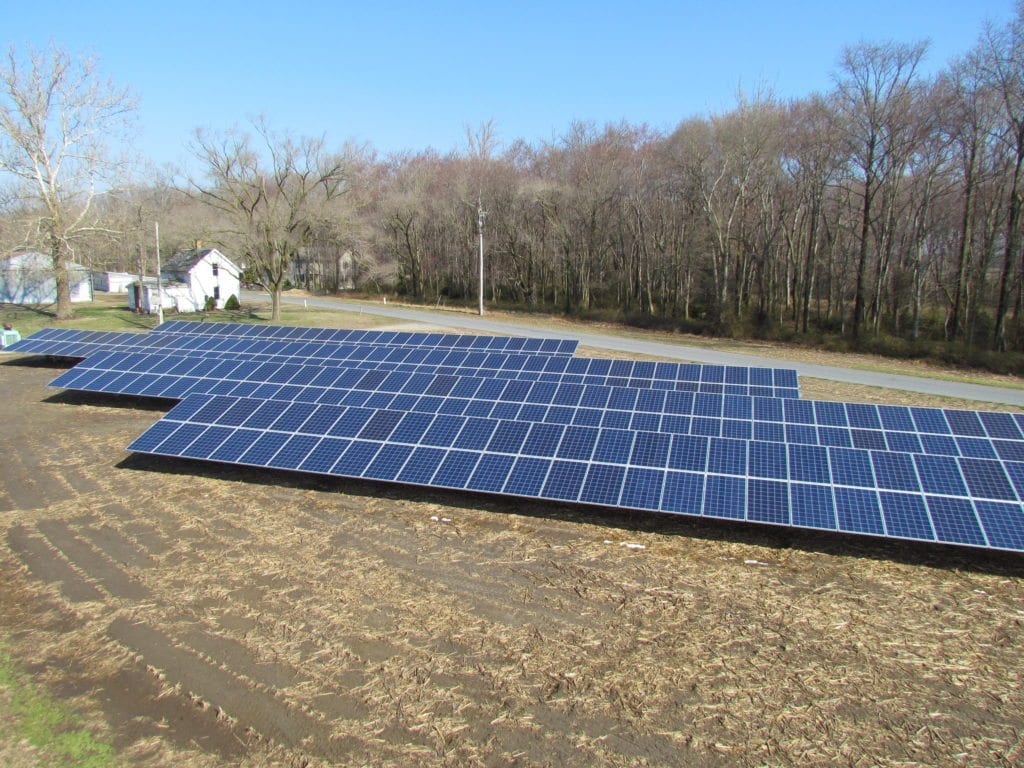 Solar panels in a farmers field