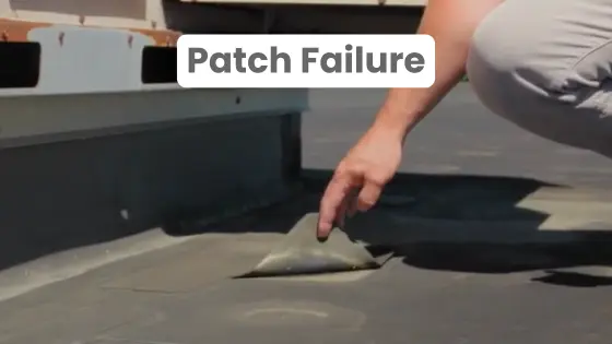 Patch Failure Example on Rubber Commercial Roof